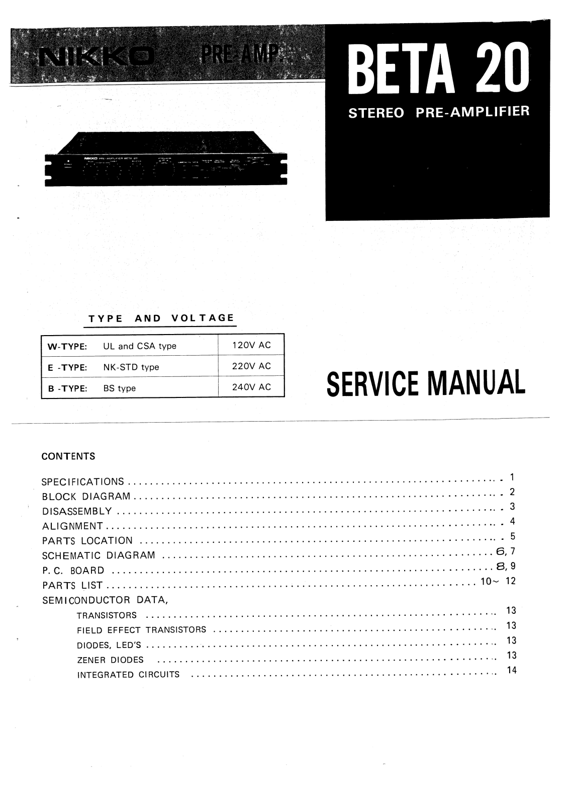 Nikko Audio Beta 20 Service manual