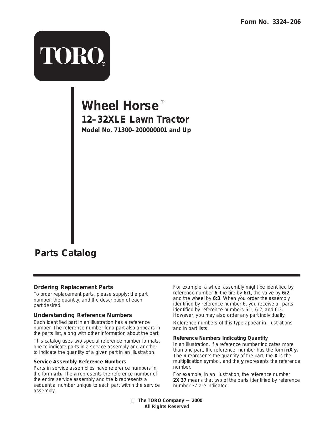 Toro 71300 Parts Catalogue