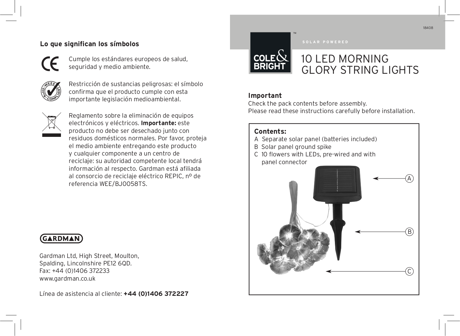 Gardman Flower Chain Morning Glory User Manual