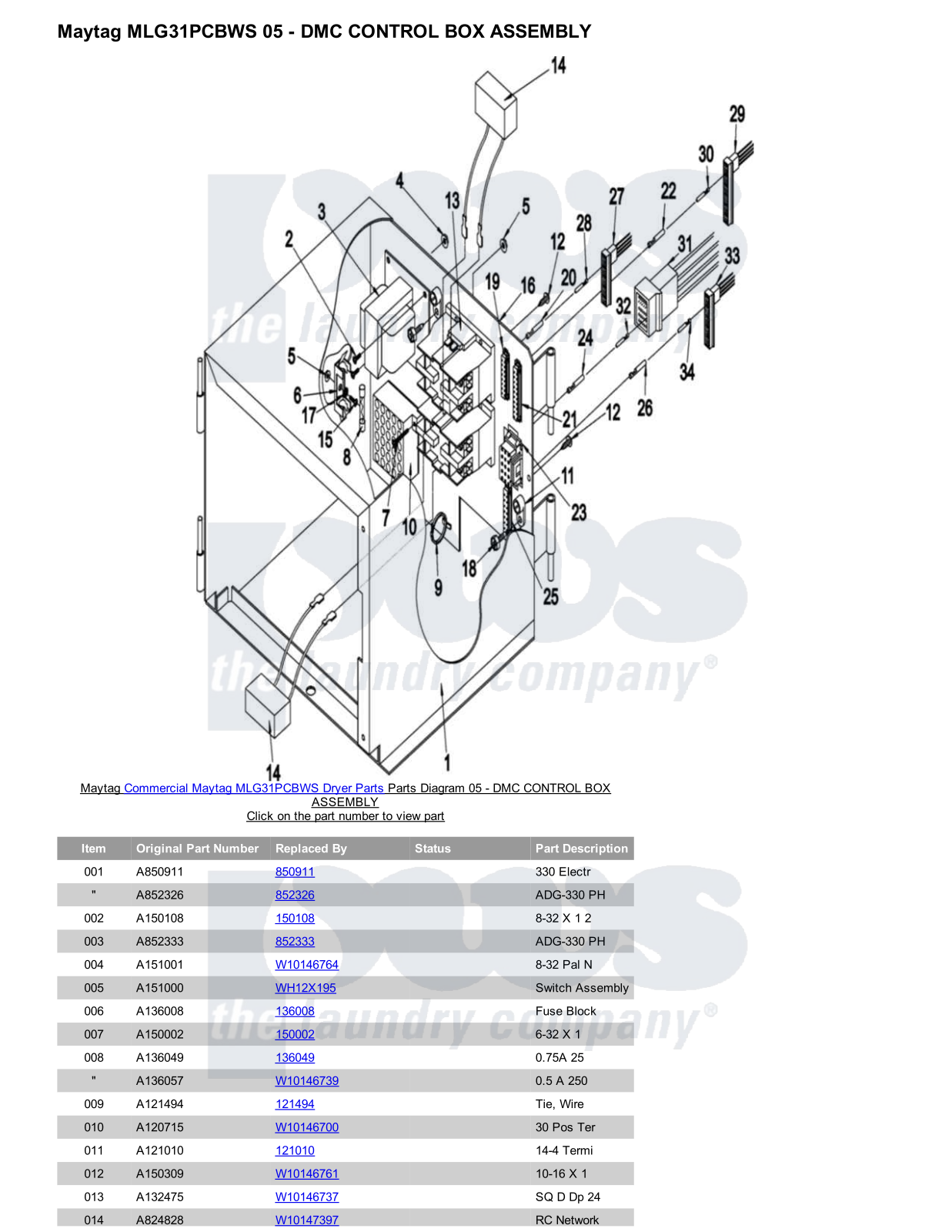 Maytag MLG31PCBWS Parts Diagram