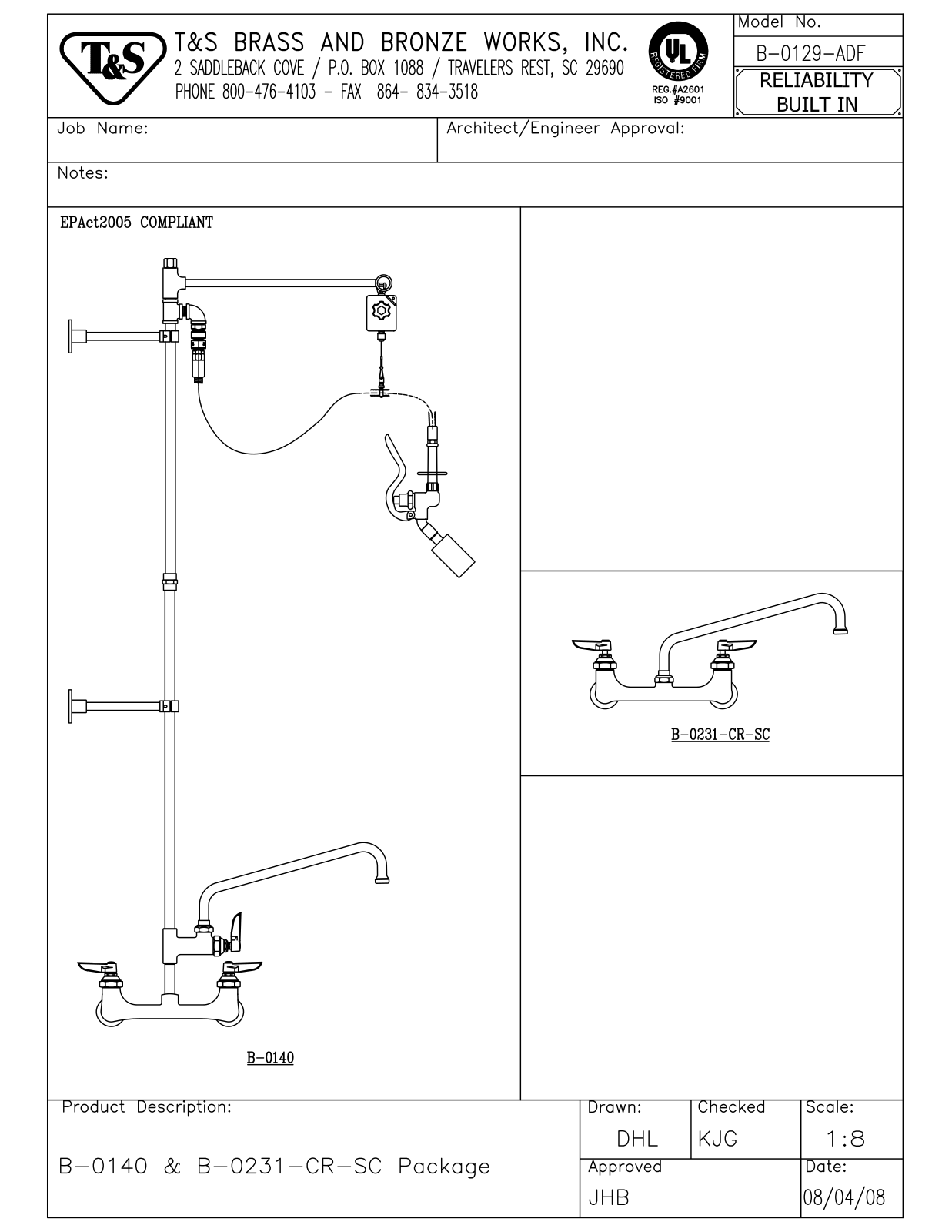 T & S Brass & Bronze Works B-0129-ADF General Manual