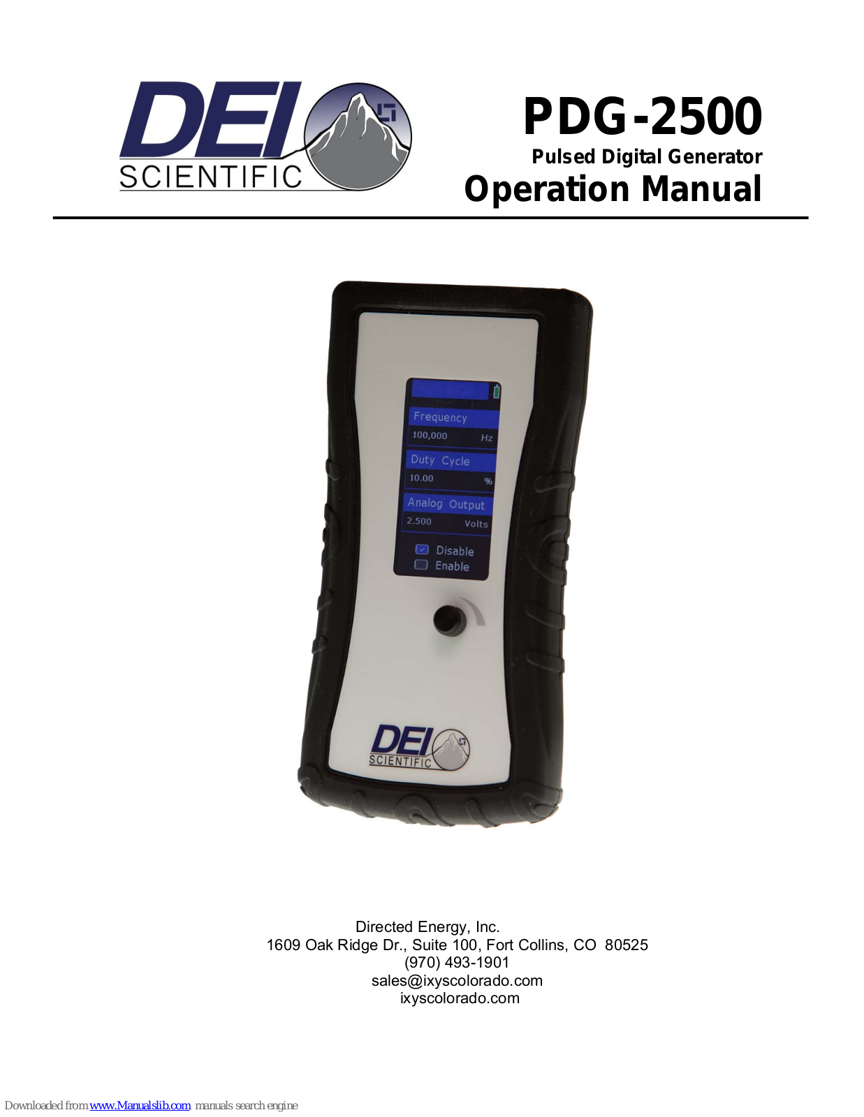 DEI PDG-2500 Operation Manual