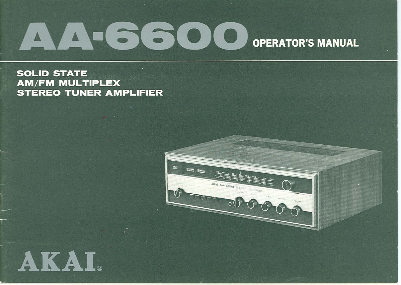 Akai AA-6600 Owners manual