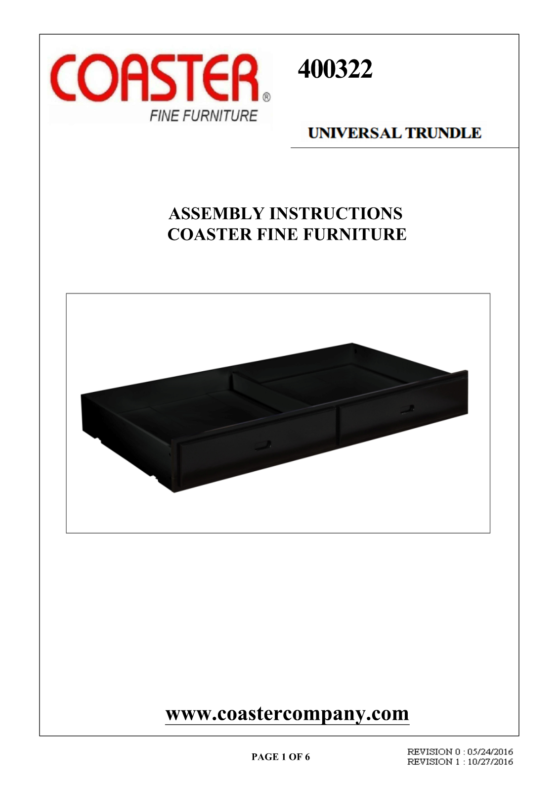 Coaster 460259400322, 460359400322 Assembly Guide