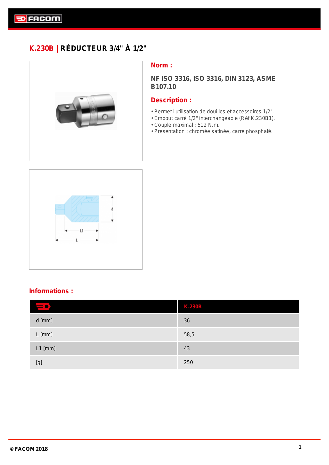 Facom K.230B Specification - ManualMachine.com