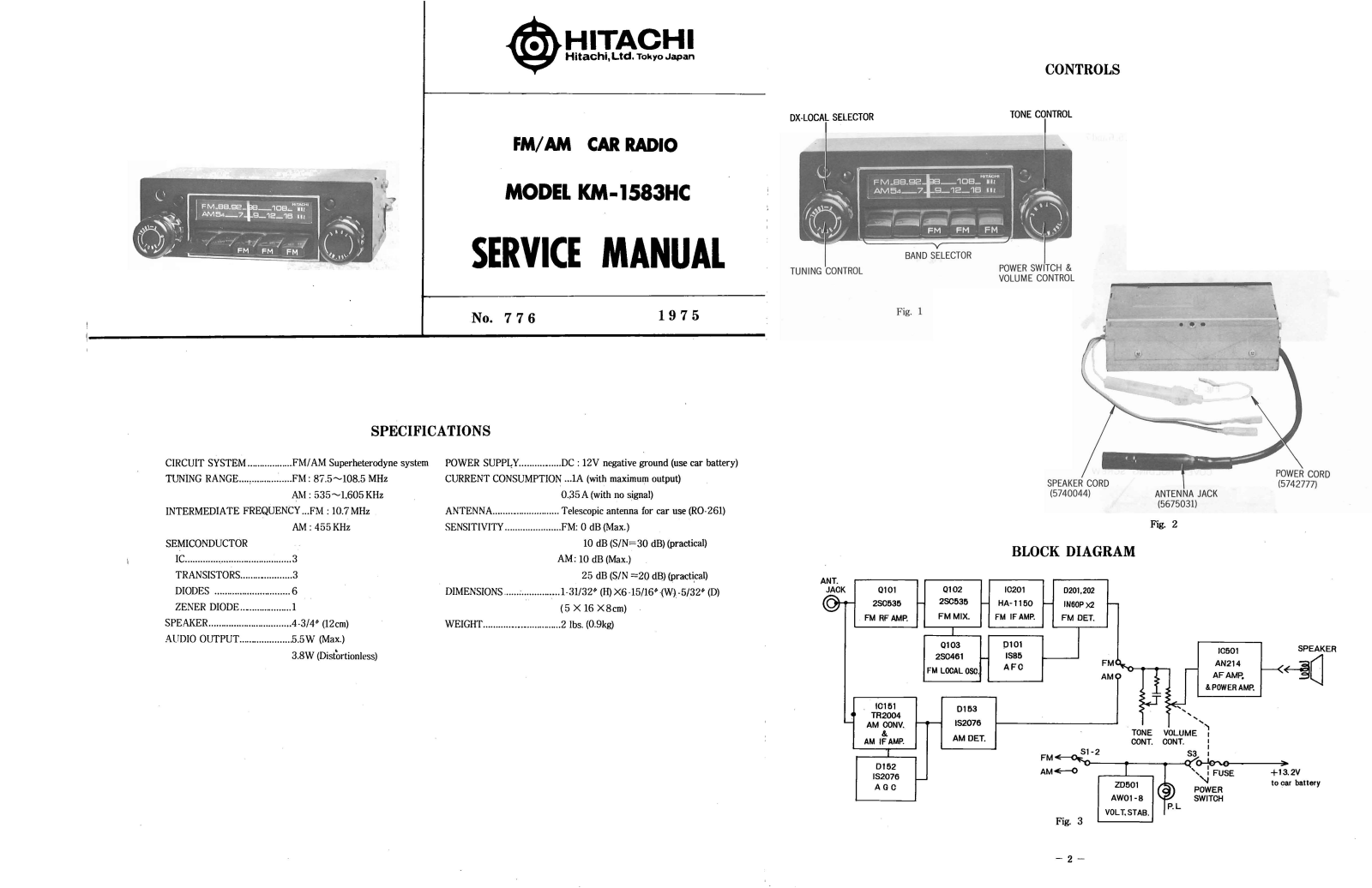 Hitachi KM-1583-HC Service manual