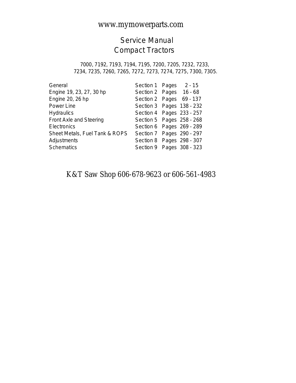 Cub Cadet 7000, 7194, 7195, 7200, 7205 Service Manual