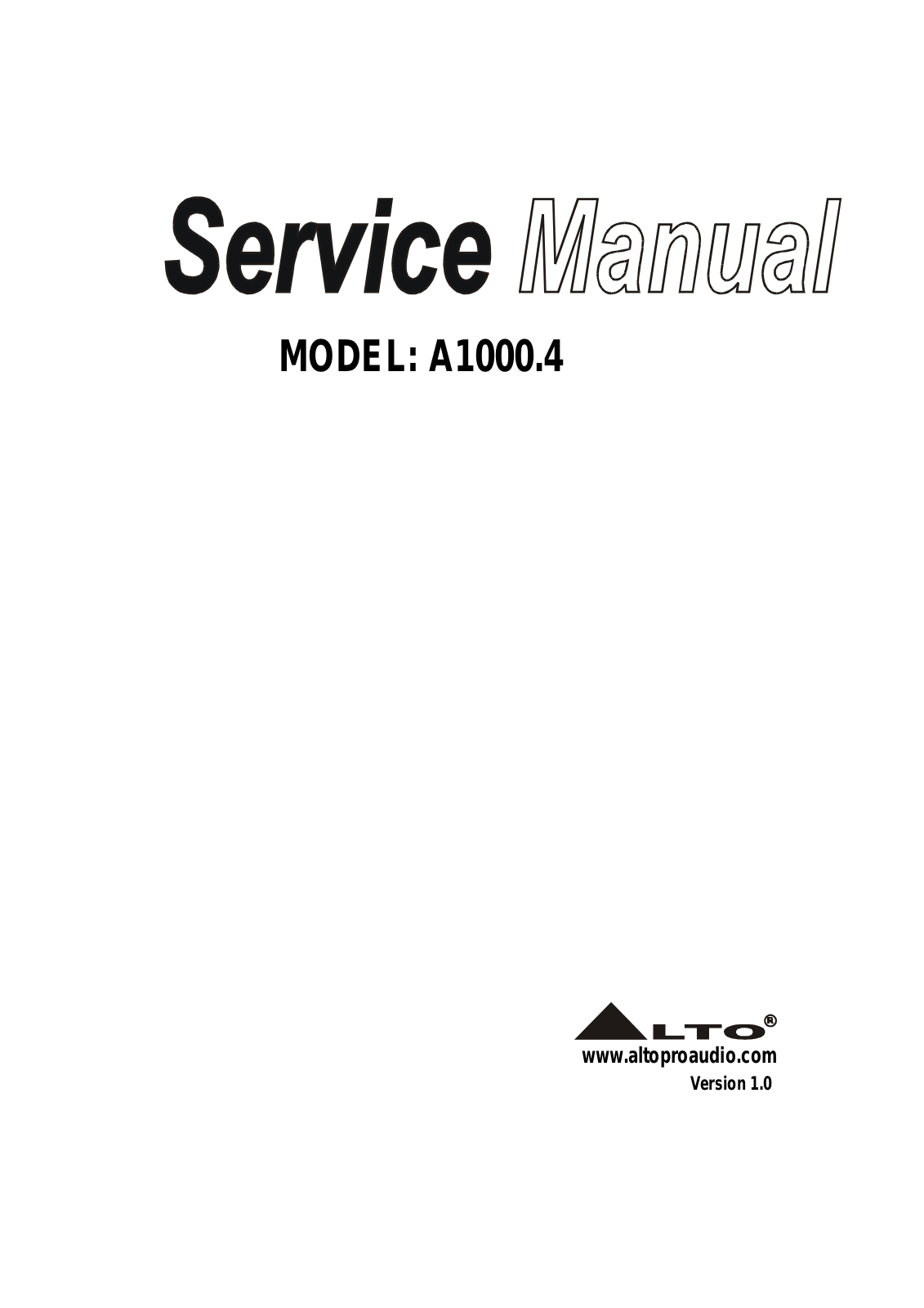 Alto A1000.4 Service Manual