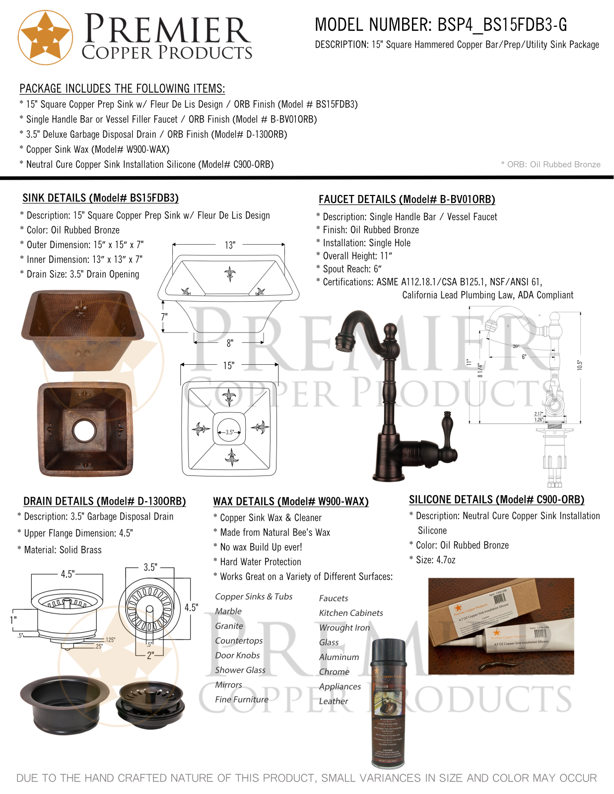 Premier Copper Products IER1798 Specifications - ManualMachine.com