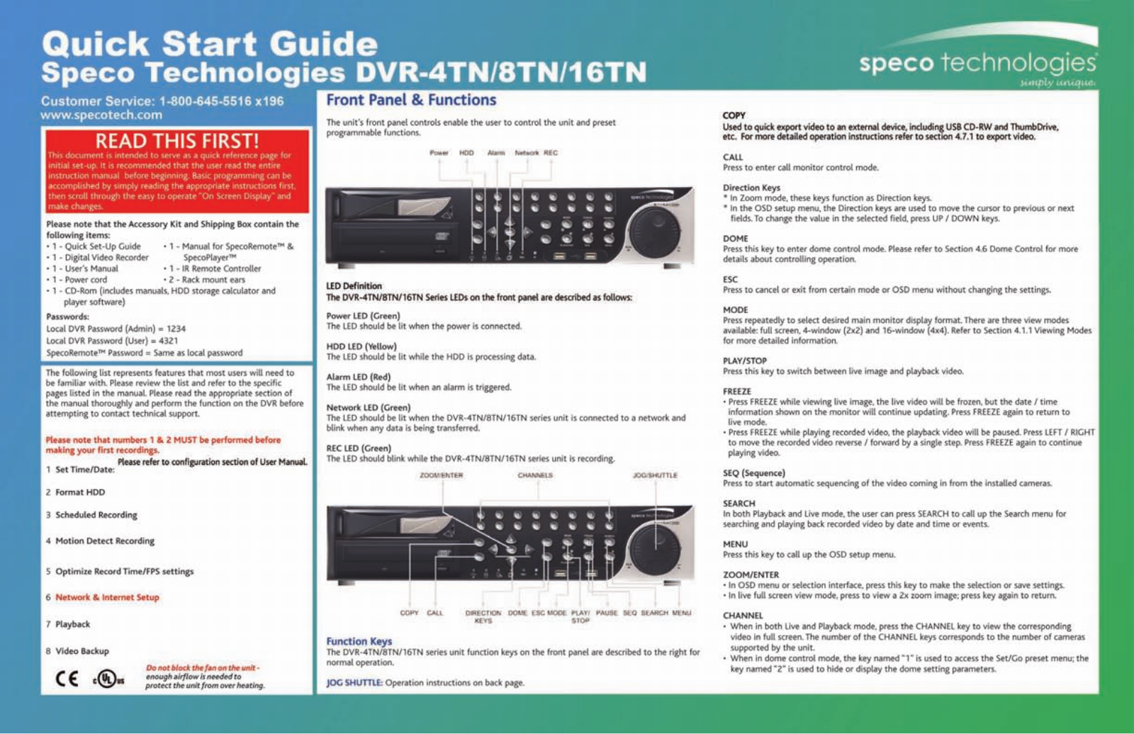 Speco Technologies 4TN User Manual