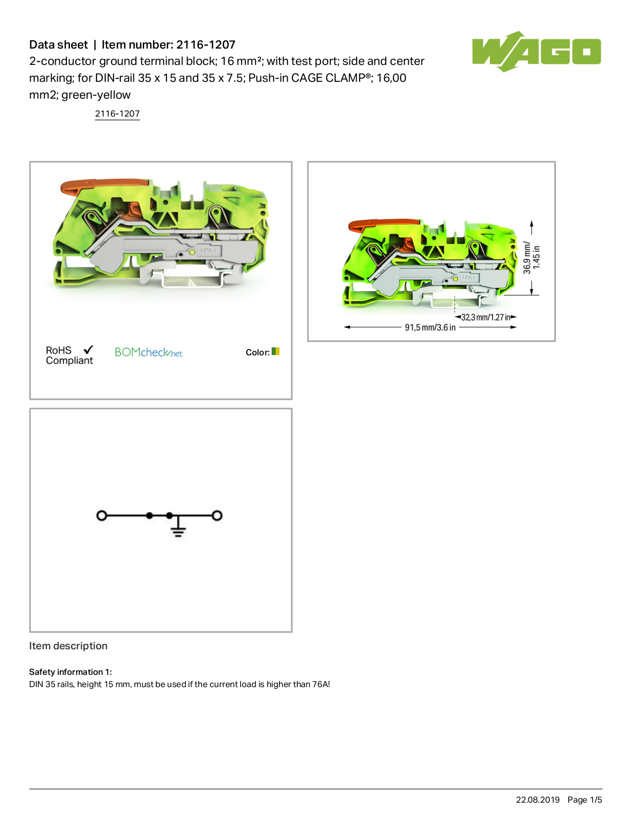 Wago 2116-1207 Data Sheet