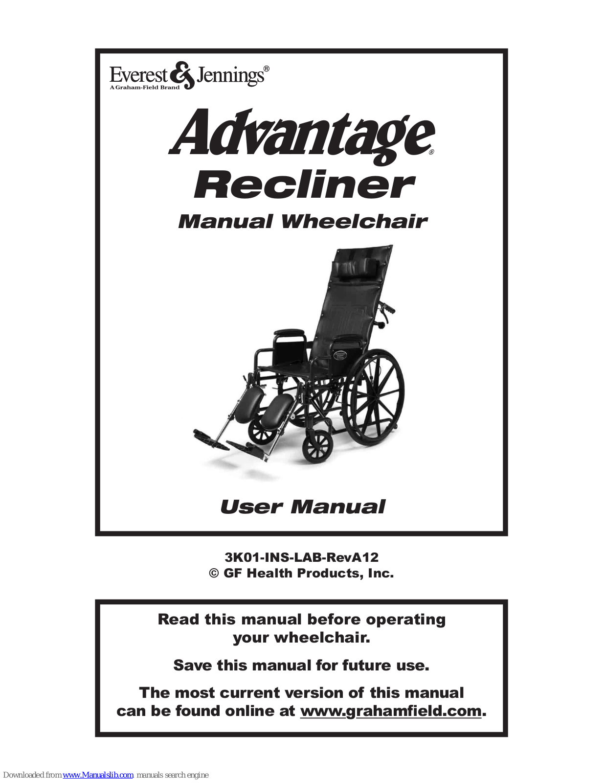 Everest & Jennings Advantage Recliner User Manual