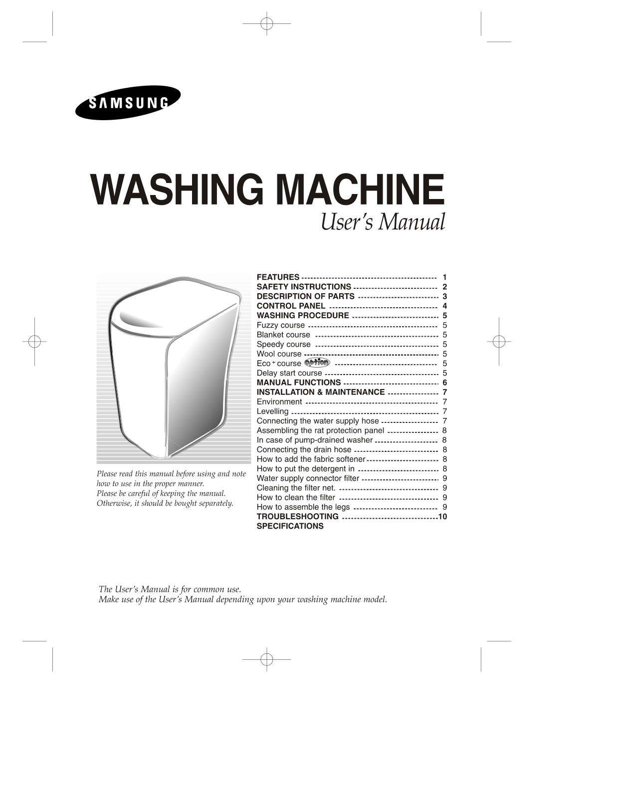Samsung WA80K4 User Manual