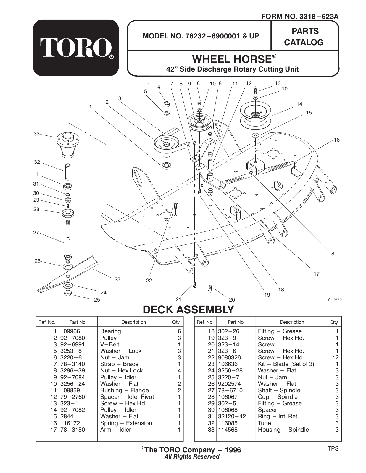 Toro 78232 Parts Catalogue