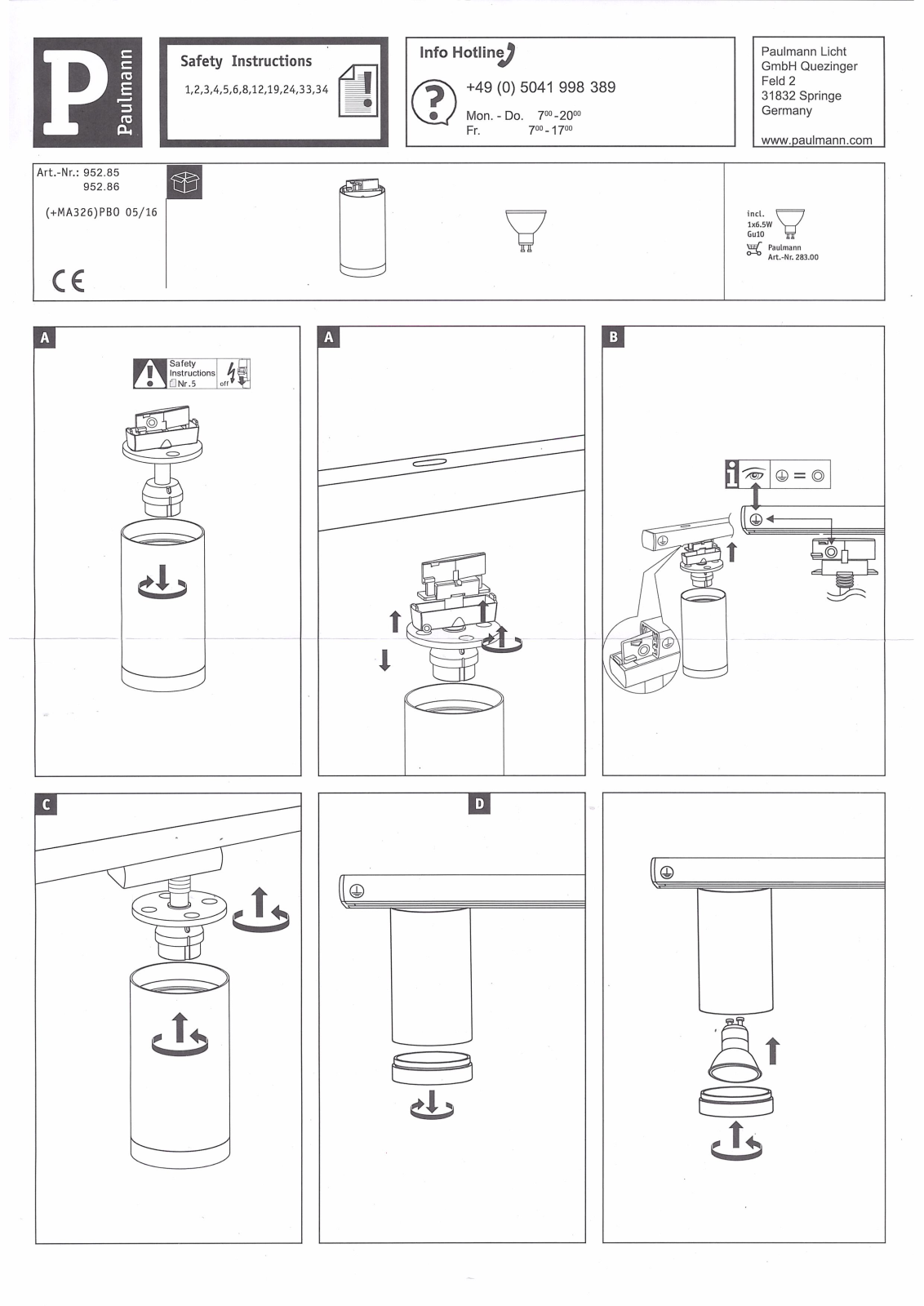 Paulmann 952.86 operation manual - ManualMachine.com