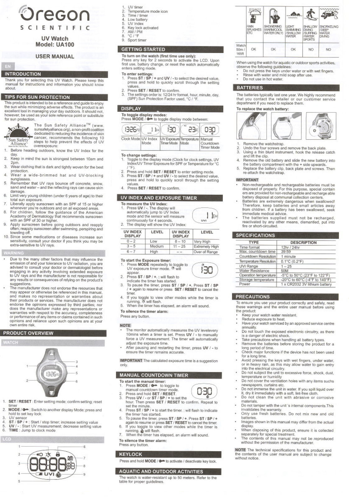 Oregon UA100 User Manual