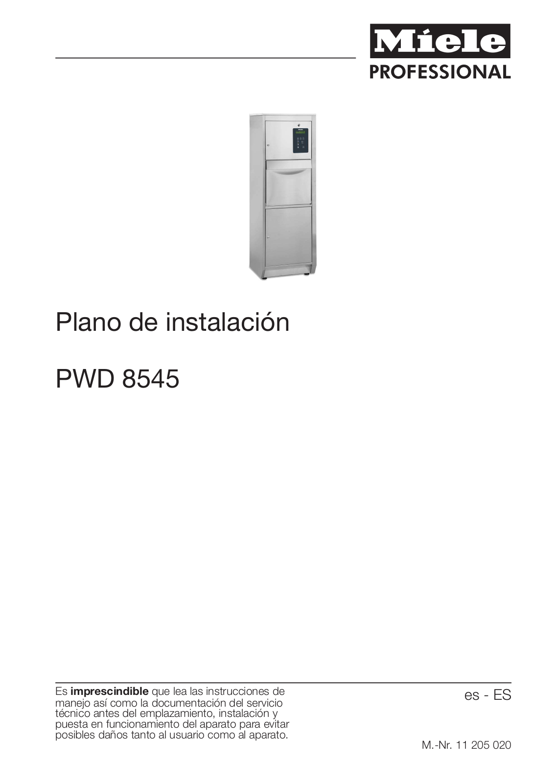 Miele PWD 8545 installation plan