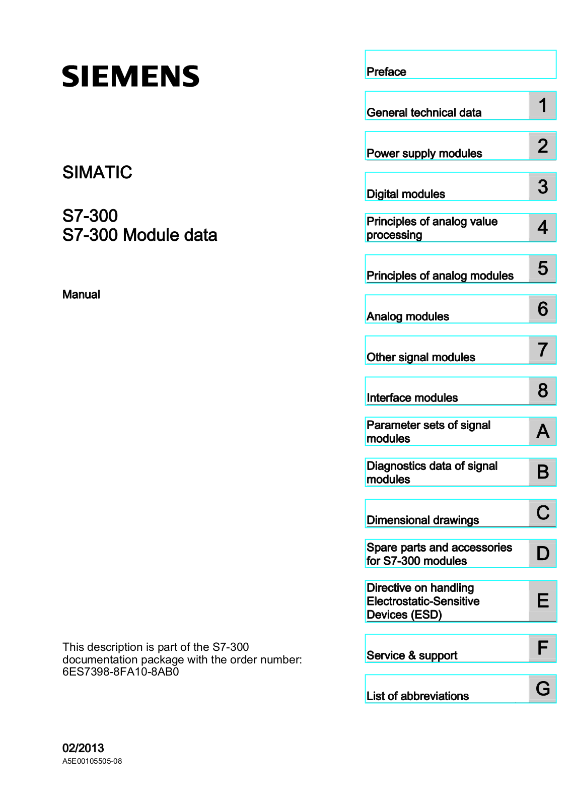 Siemens SIMATIC S7-300 Module data, SIMATIC S7-300 User Manual