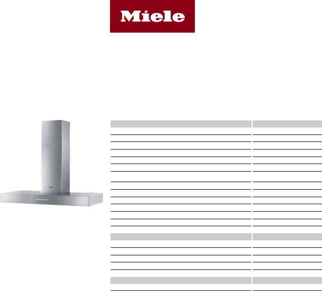 Miele DA 5428 W Puristic Arca Specification Sheet