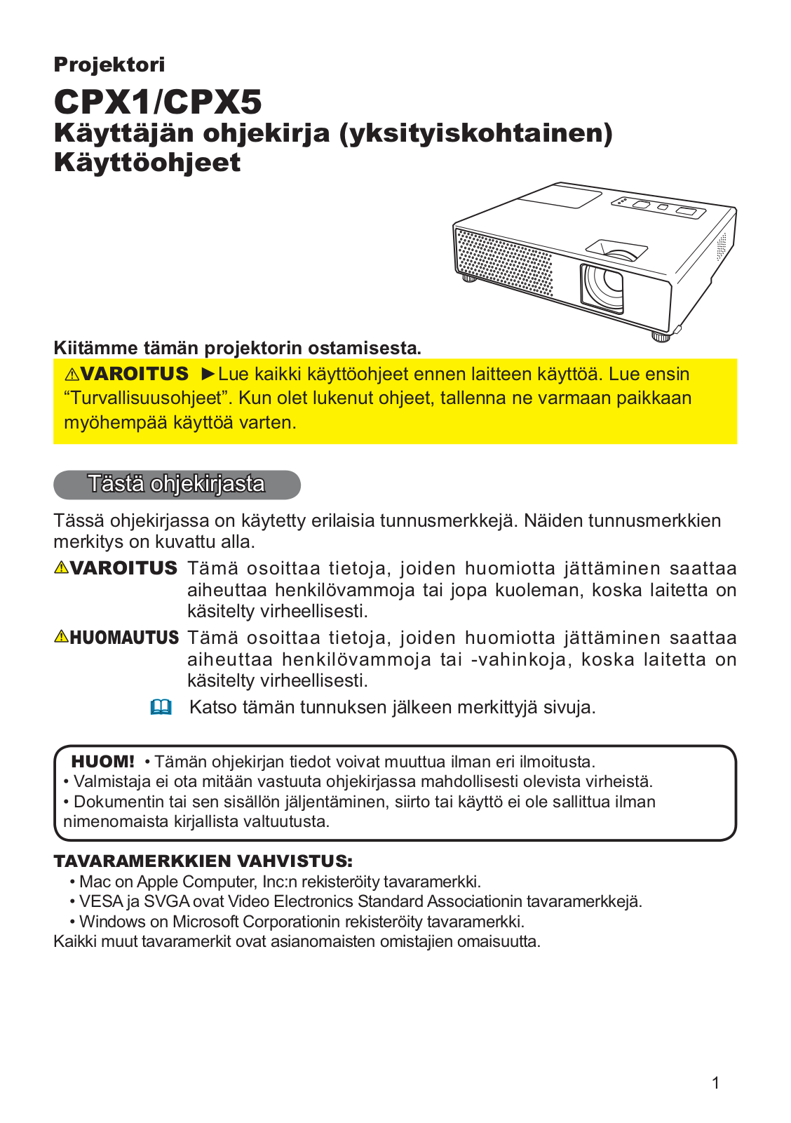 Hitachi CPX5WF User Manual