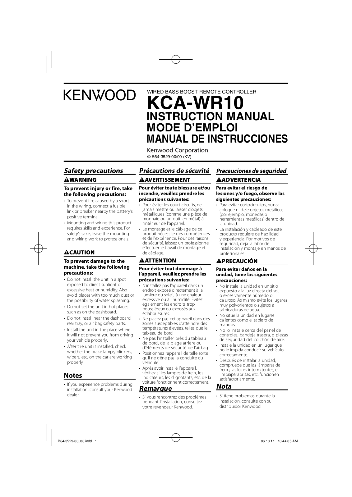 Kenwood KCA-WR10 User Manual