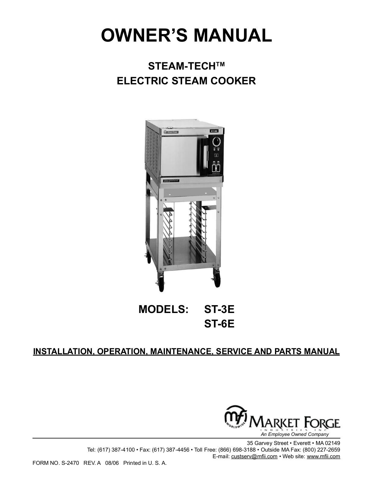 Market Forge Industries ST-6E, ST-3E User Manual