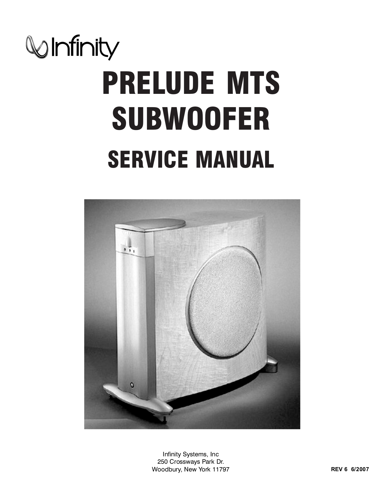 Infinity Prelude MTS Service manual