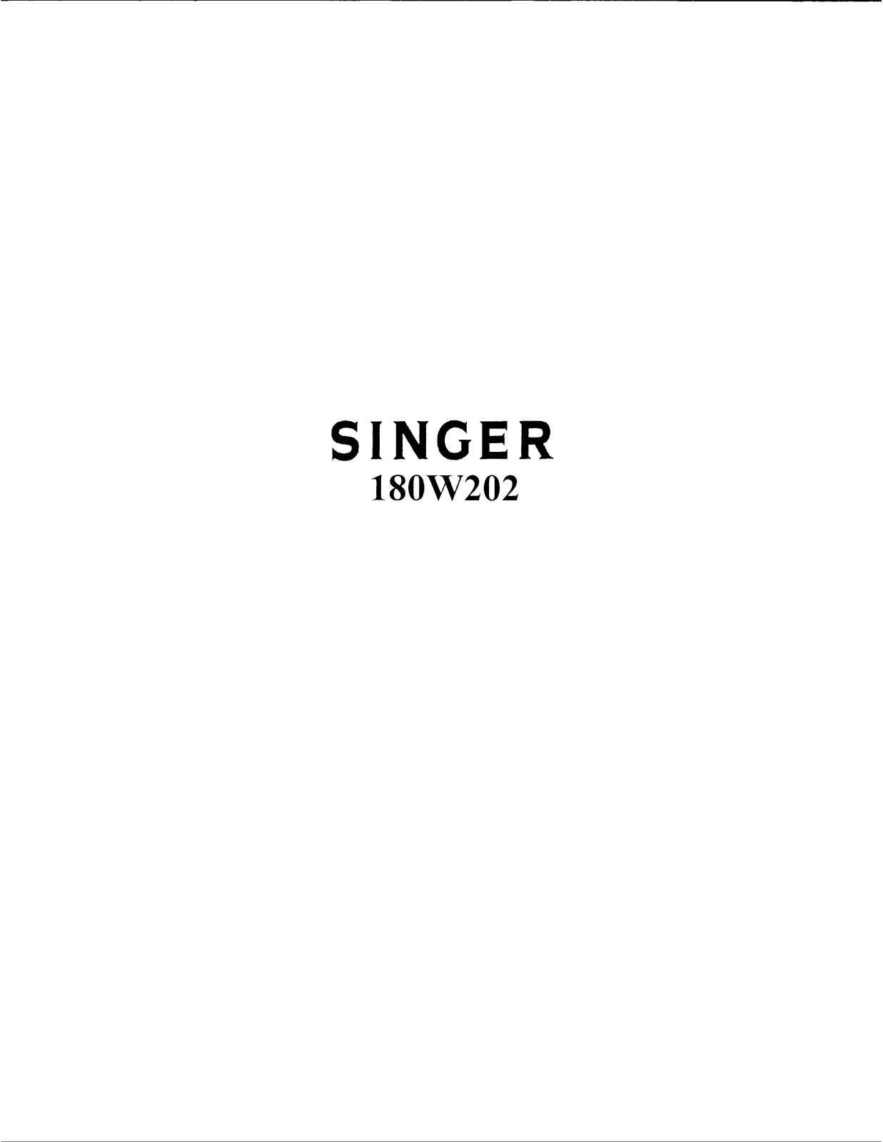 Singer 180W202 User Manual