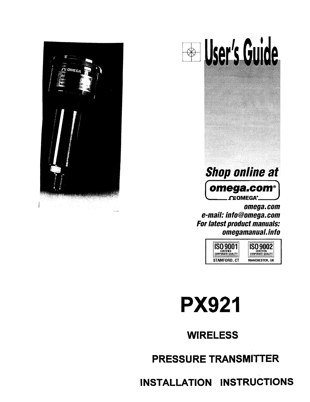 Omega Products PX921 Installation  Manual