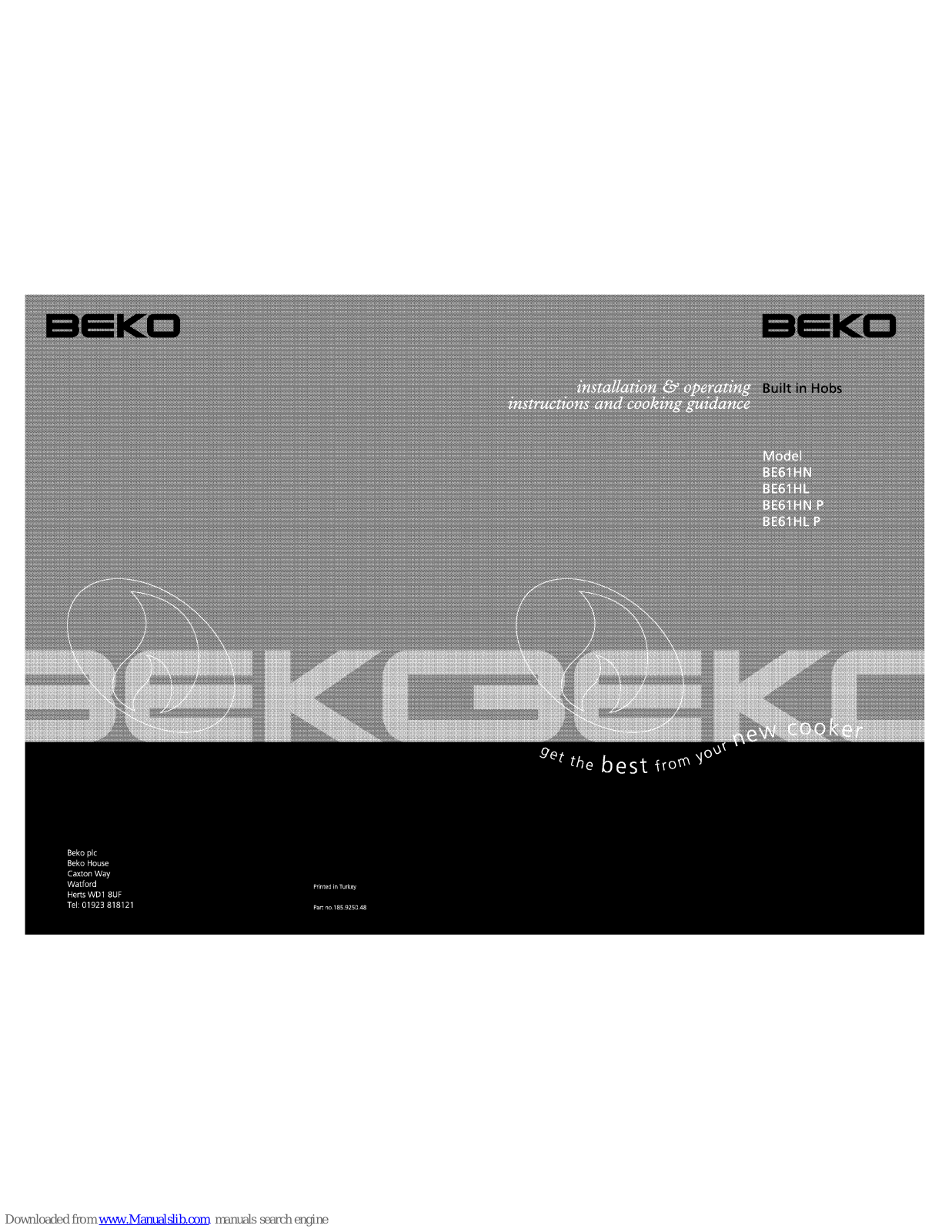 Beko BE61HL P, BE61HN P Installation And Operating Instructions Manual