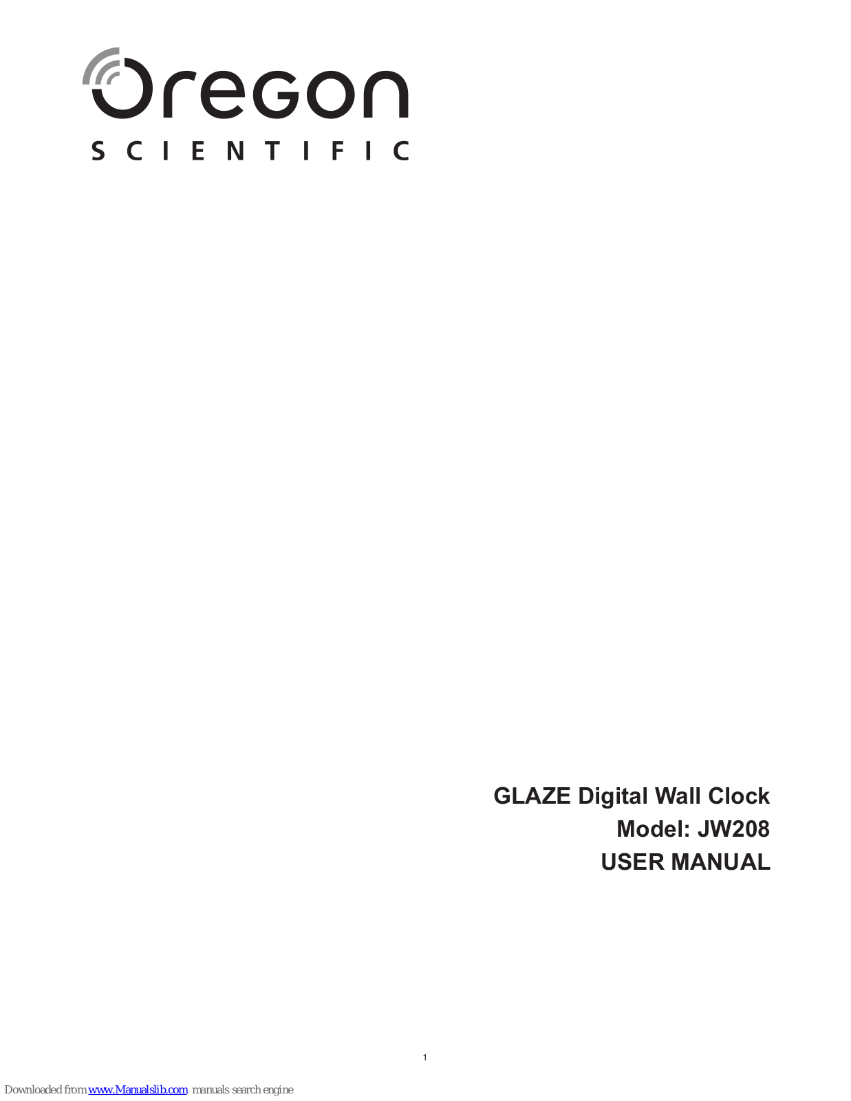 Oregon Scientific Glaze JW208 User Manual