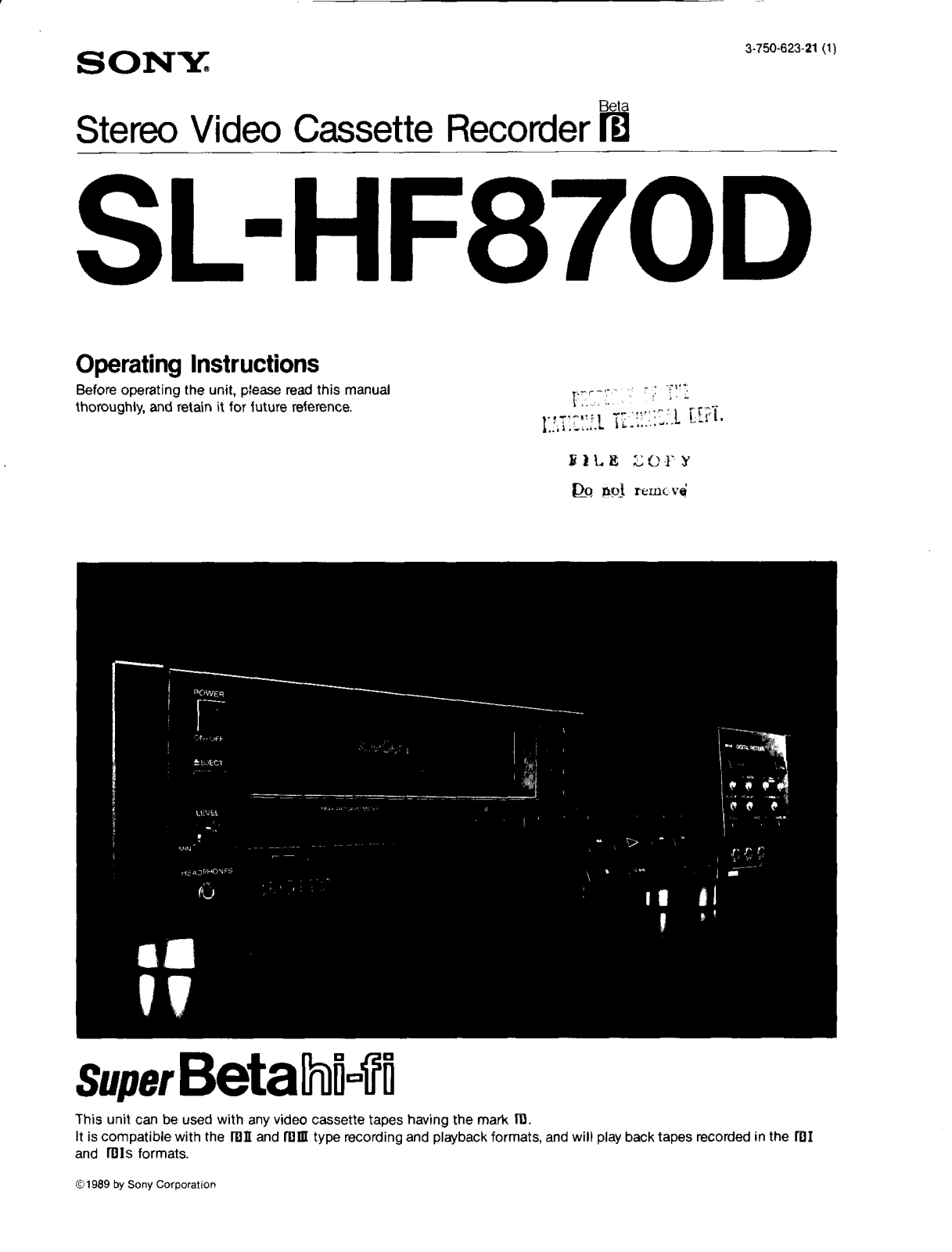 Sony SL-HF870D User Manual