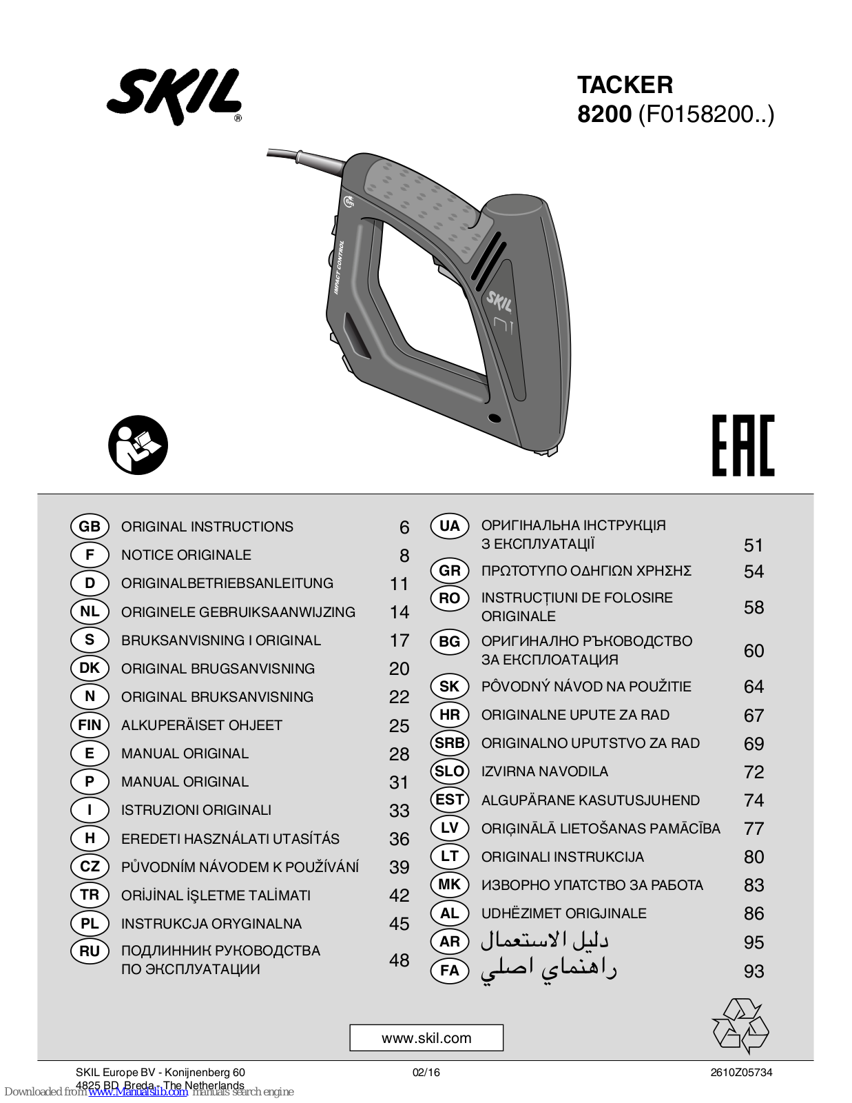 Skil 8200 Original Instructions Manual