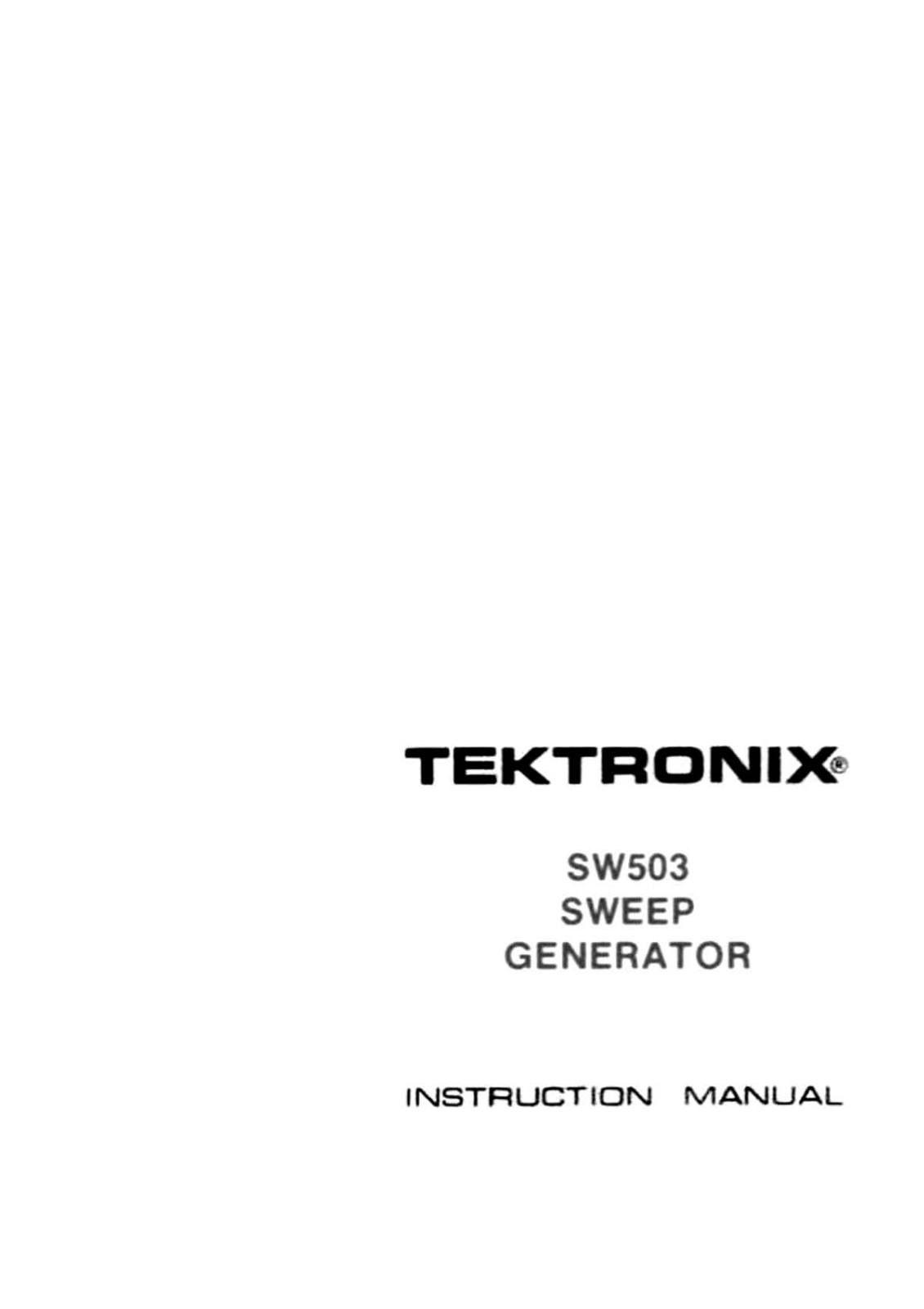 Tektronix SW503 Service manual