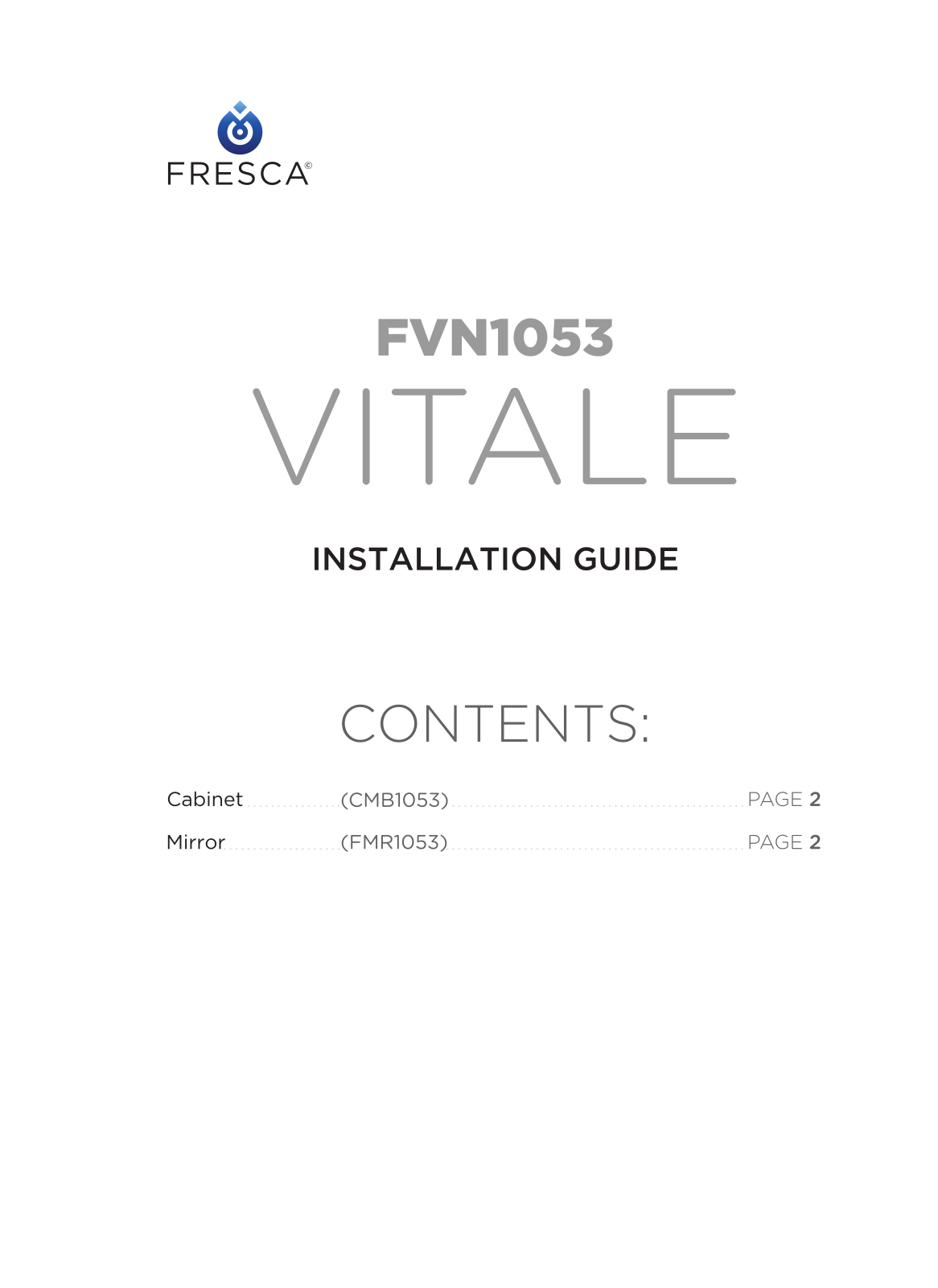 Fresca CMB1053V Installation Manual