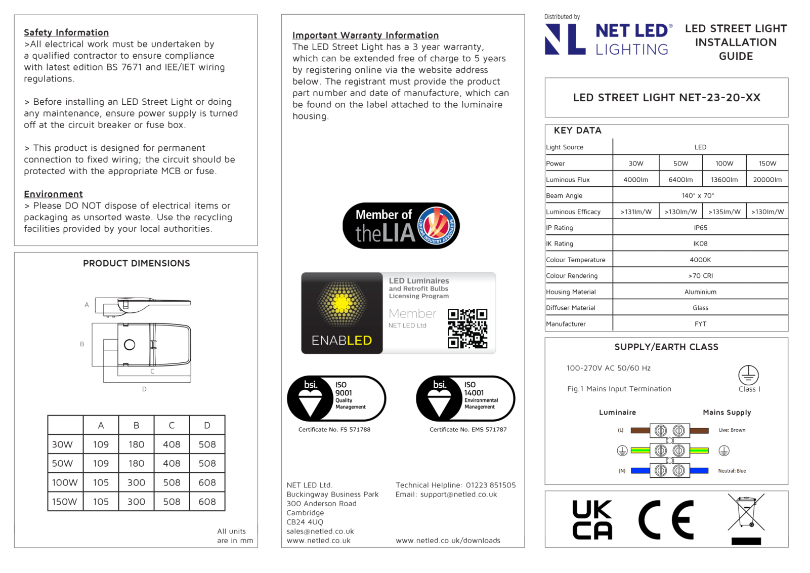 NET LED Lighting NET-23-20-05 Installation Instructions - ManualMachine.com
