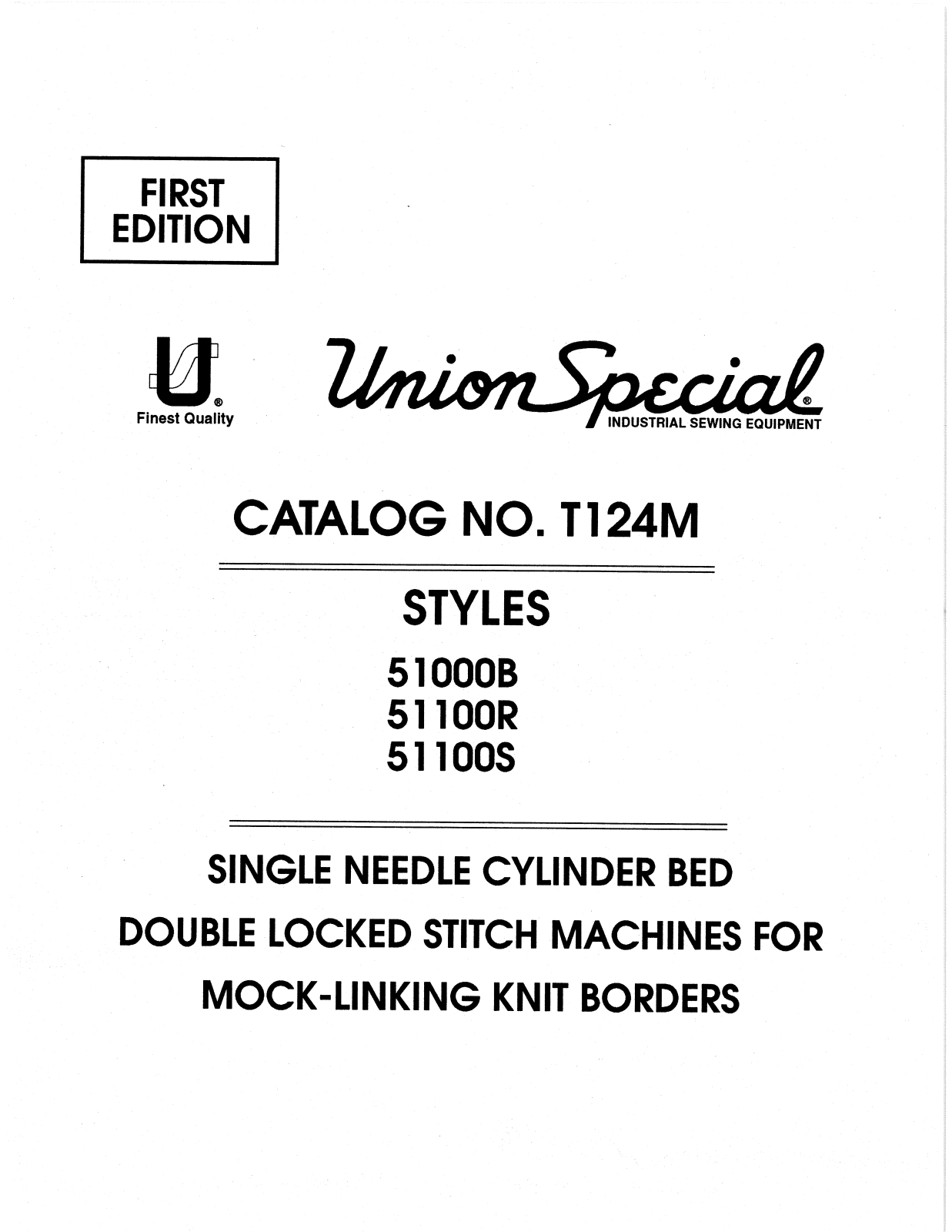 Union Special 51000B, 51100R, 51100S Parts List