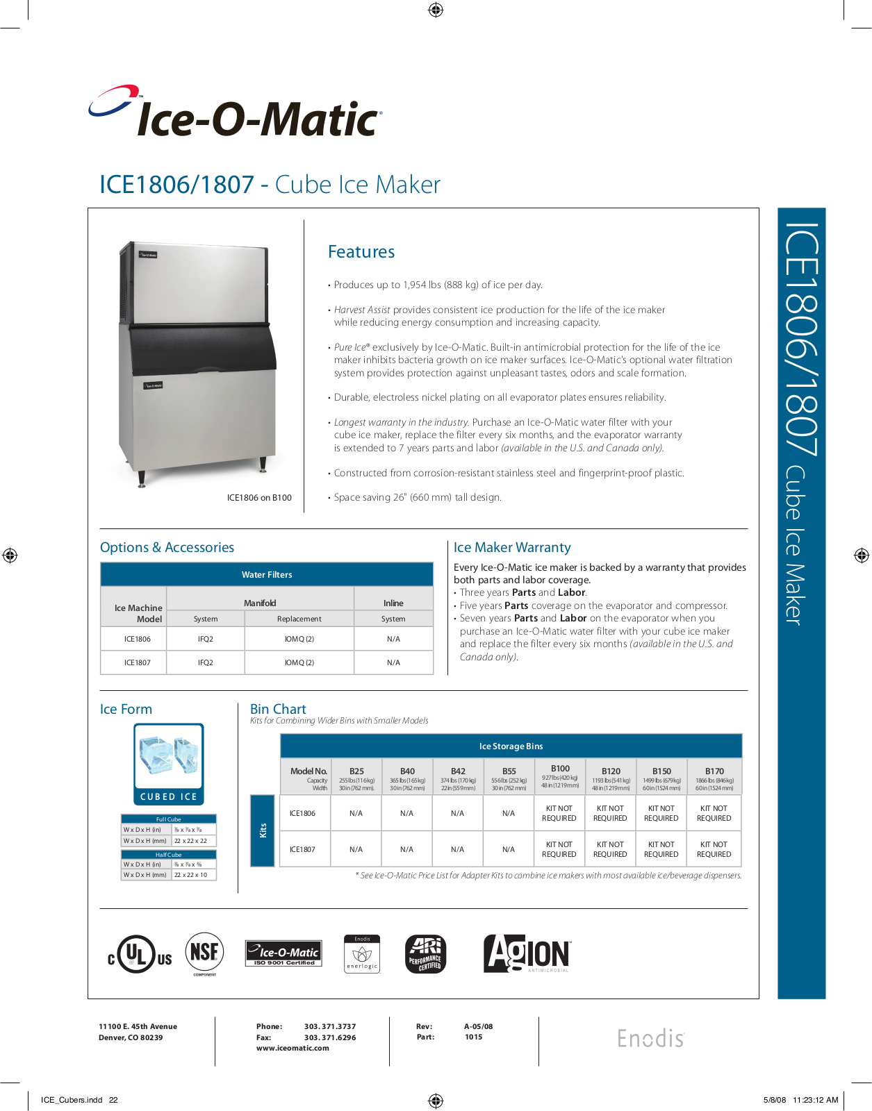 Ice-O-Matic ICE 1807 User Manual