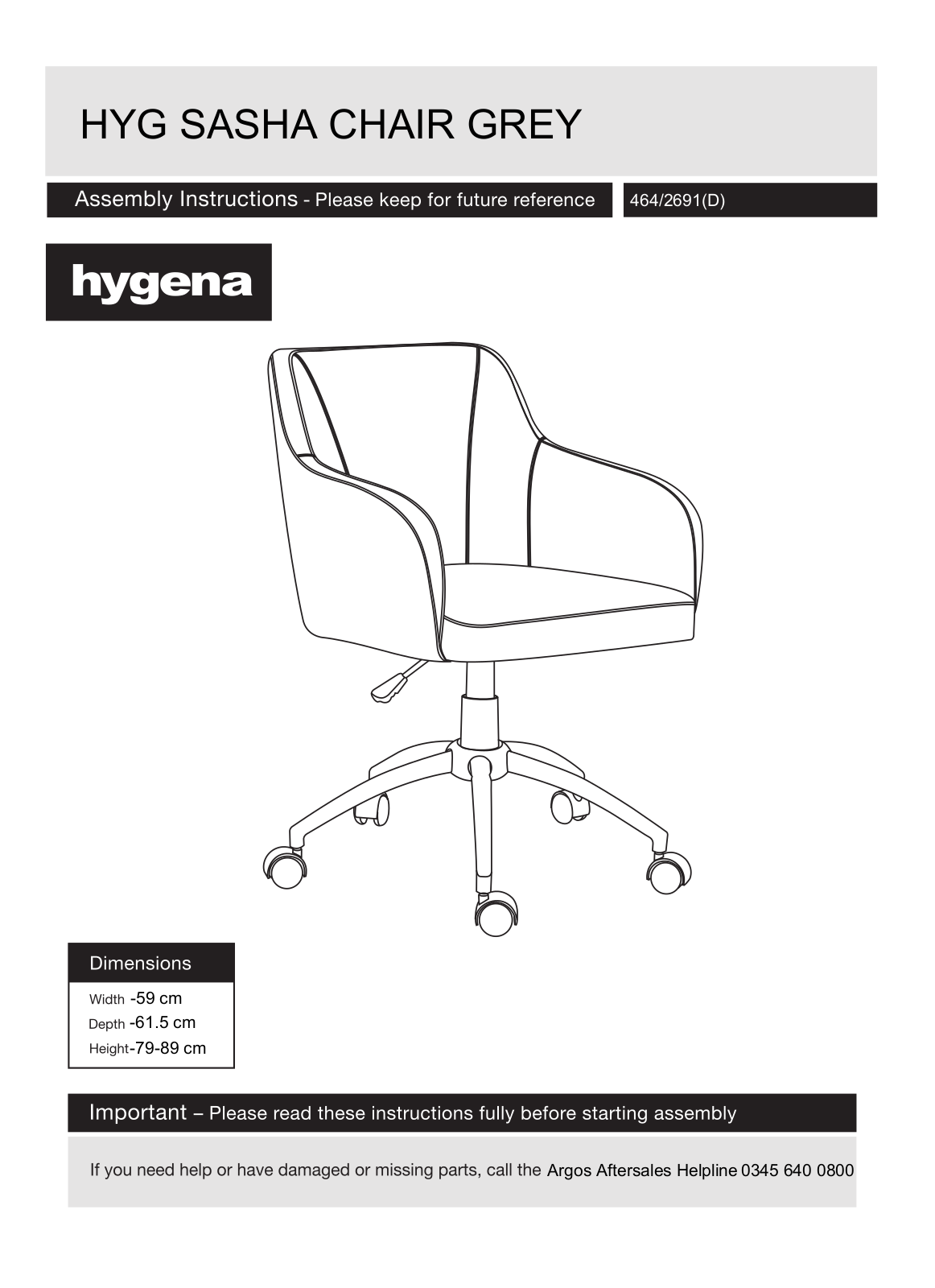 Hygena 464-2691D Instruction manual