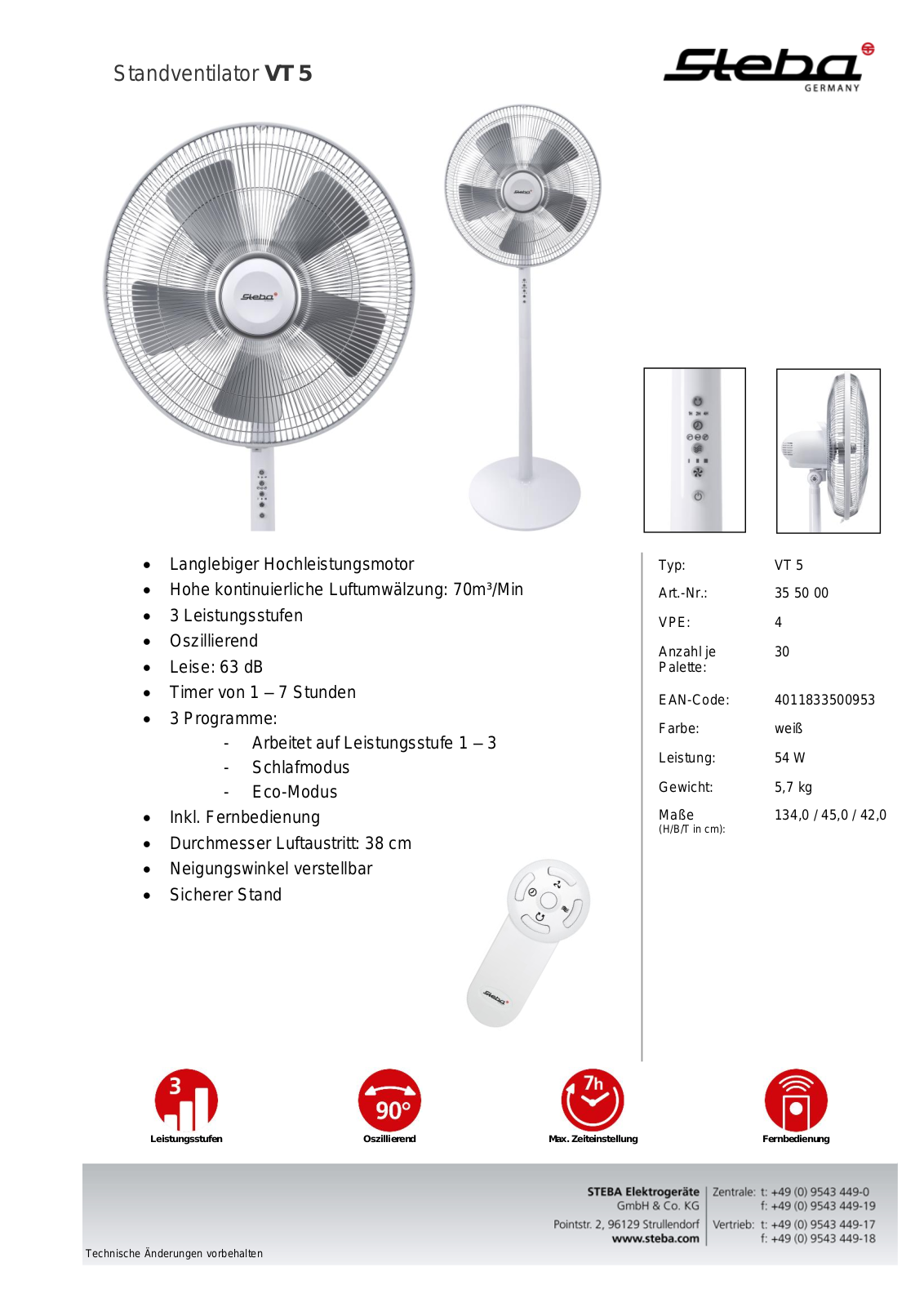 Steba VT 5 Technical data