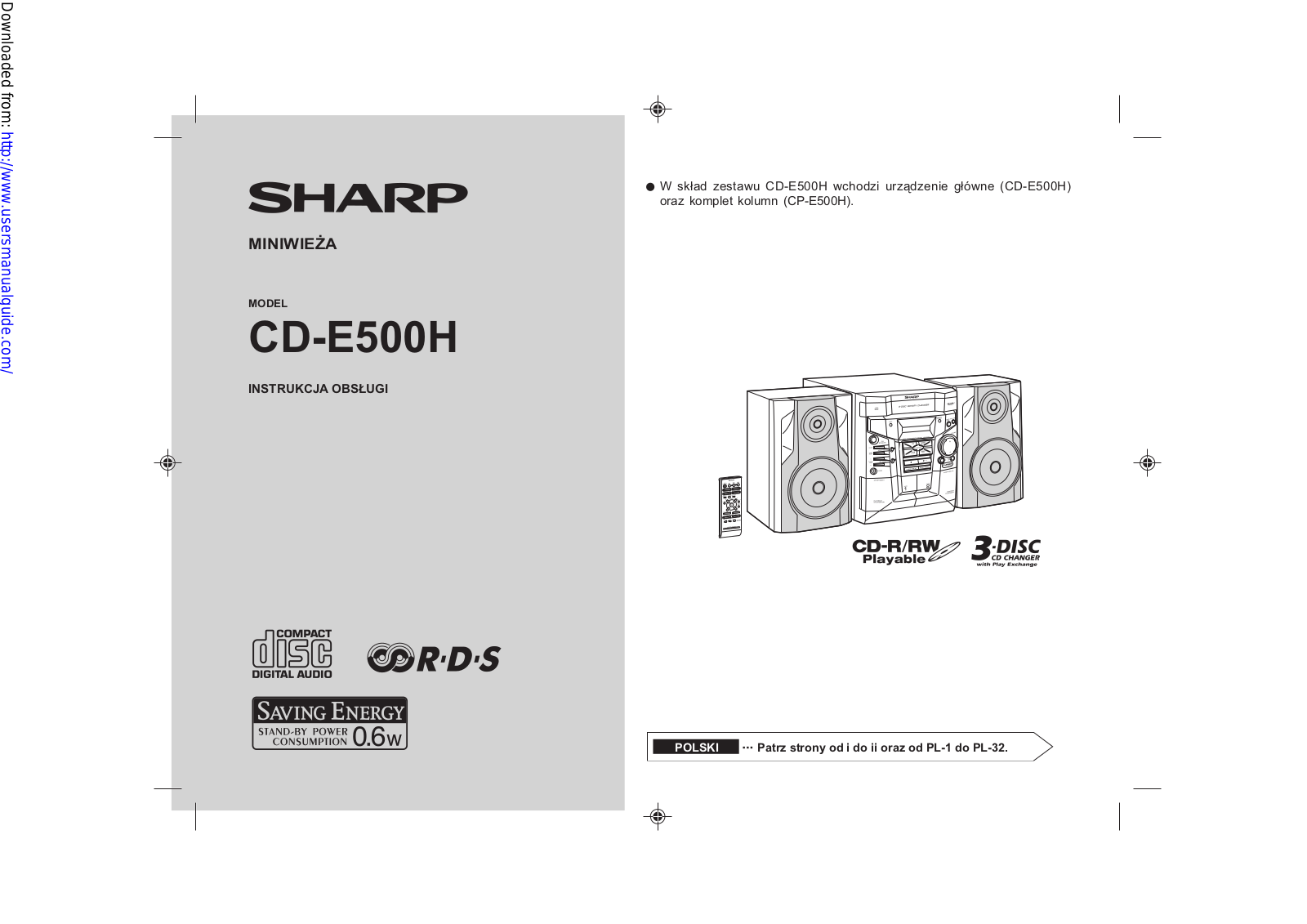 SHARP CD-E500H User Manual