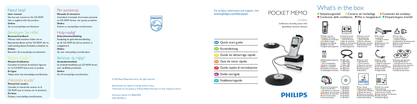 PHILIPS LFH 0955 Guide de démarrage