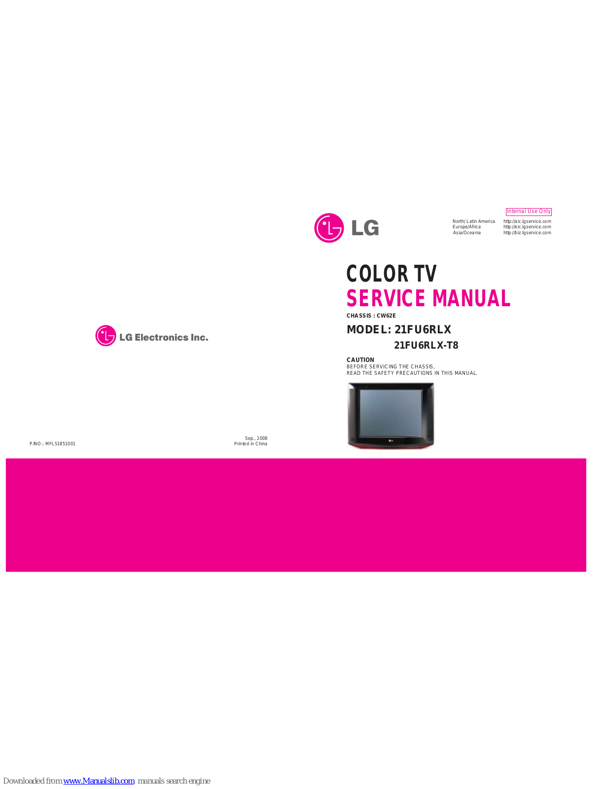 LG 21FU6RLX, 21FU6RLX-T8 Service Manual