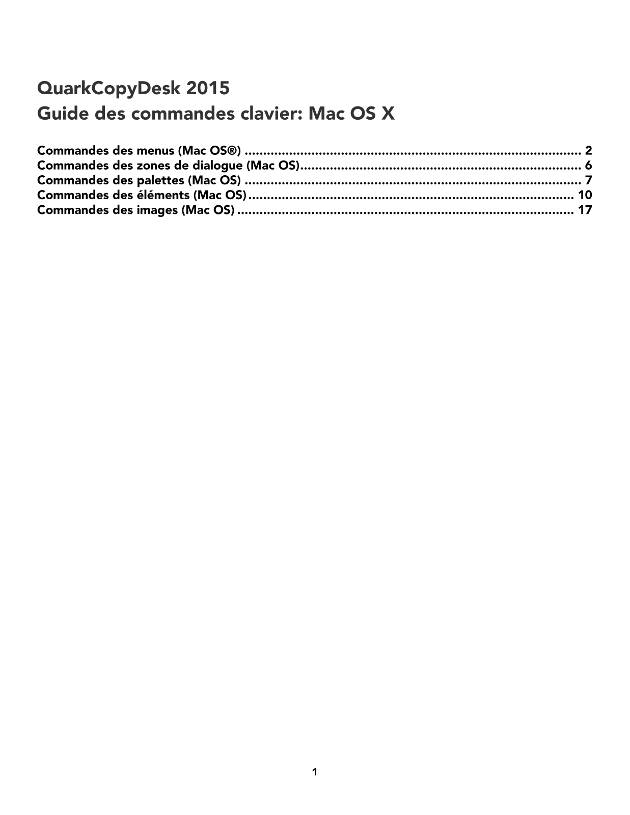 QUARK Guide des commandes clavier User Manual