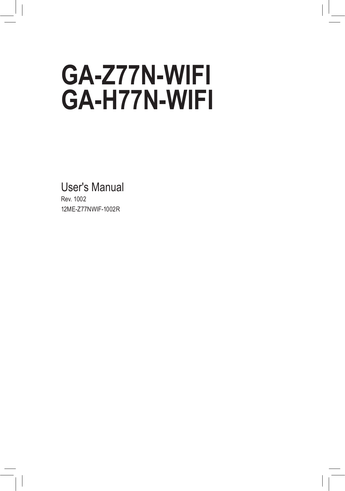 Gigabyte GA-Z77N-WIFI User Manual