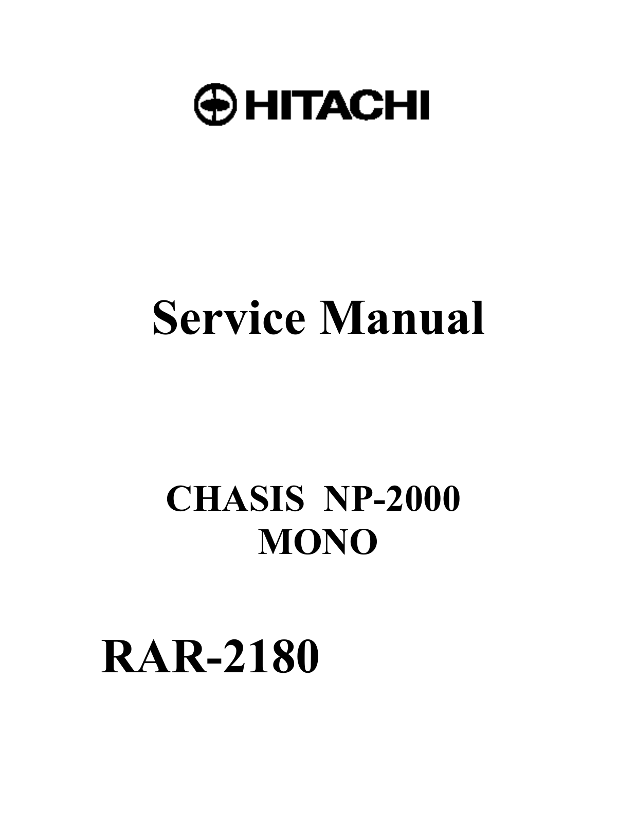 hitachi RAR-2180 Service Manual