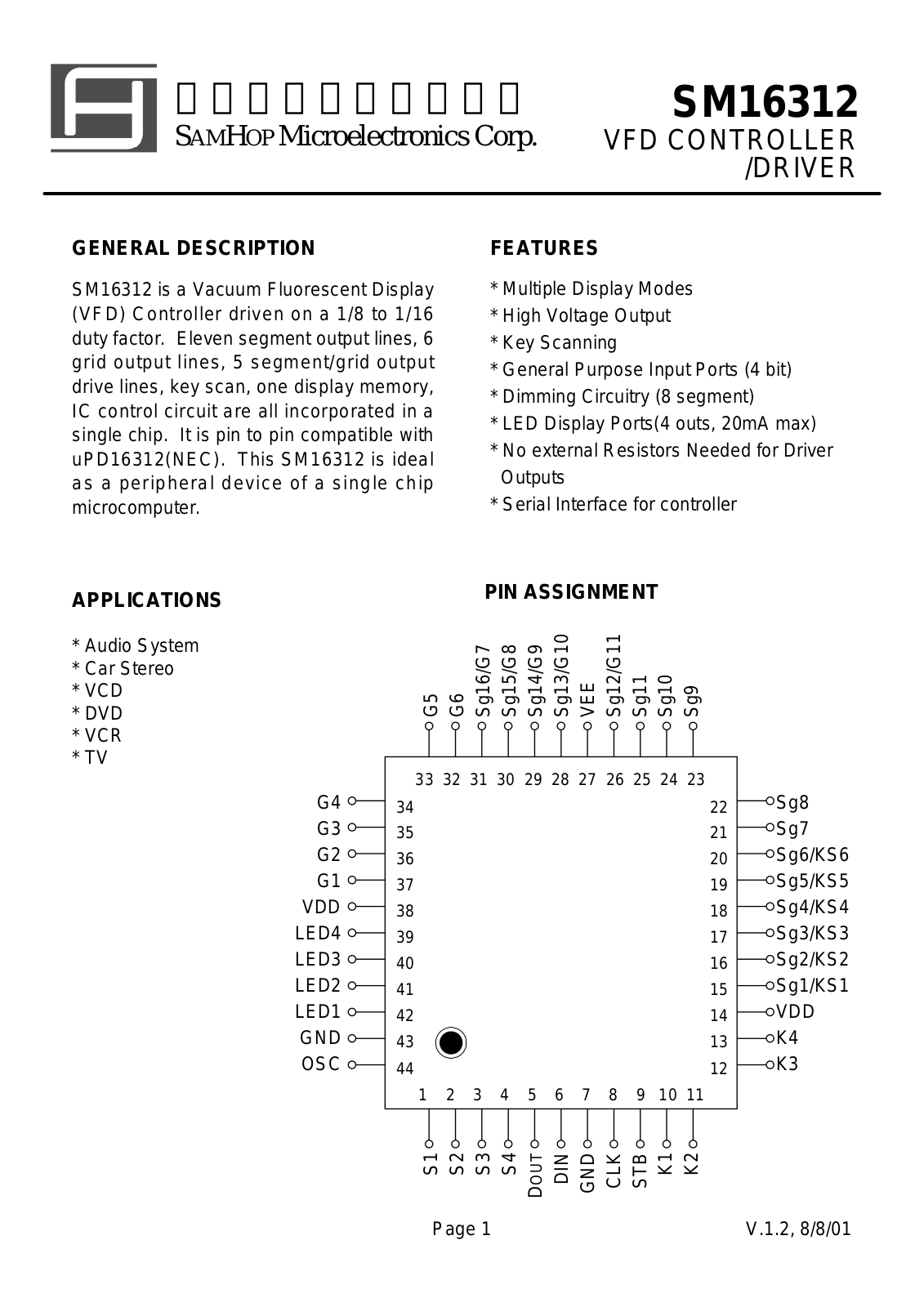 SamHop Microelectronics SM16312 Datasheet