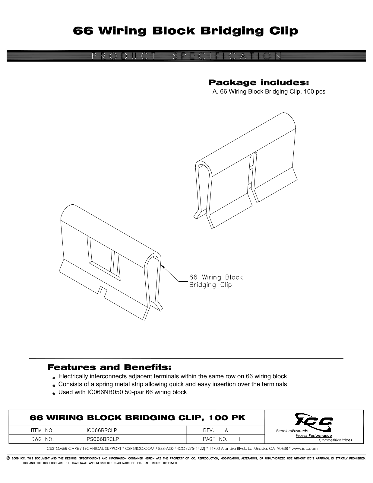 ICC IC066BRCLP Specsheet