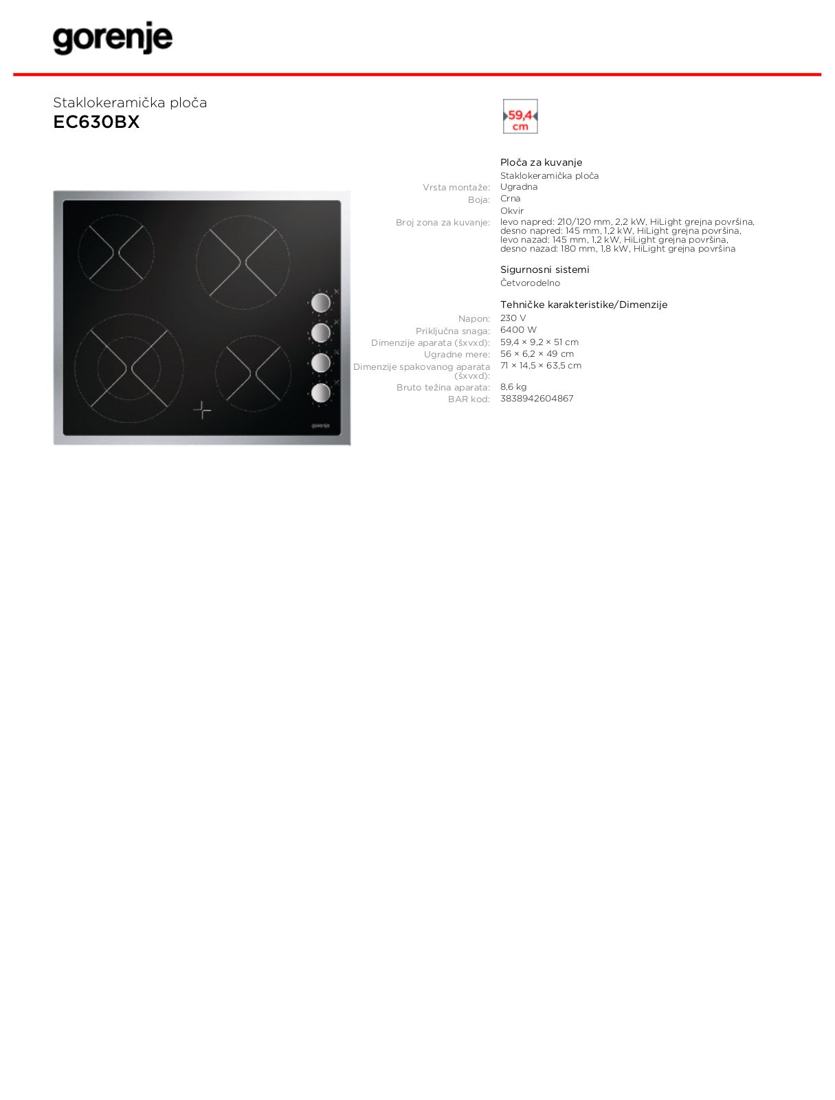 Gorenje EC630BX BROCHURE