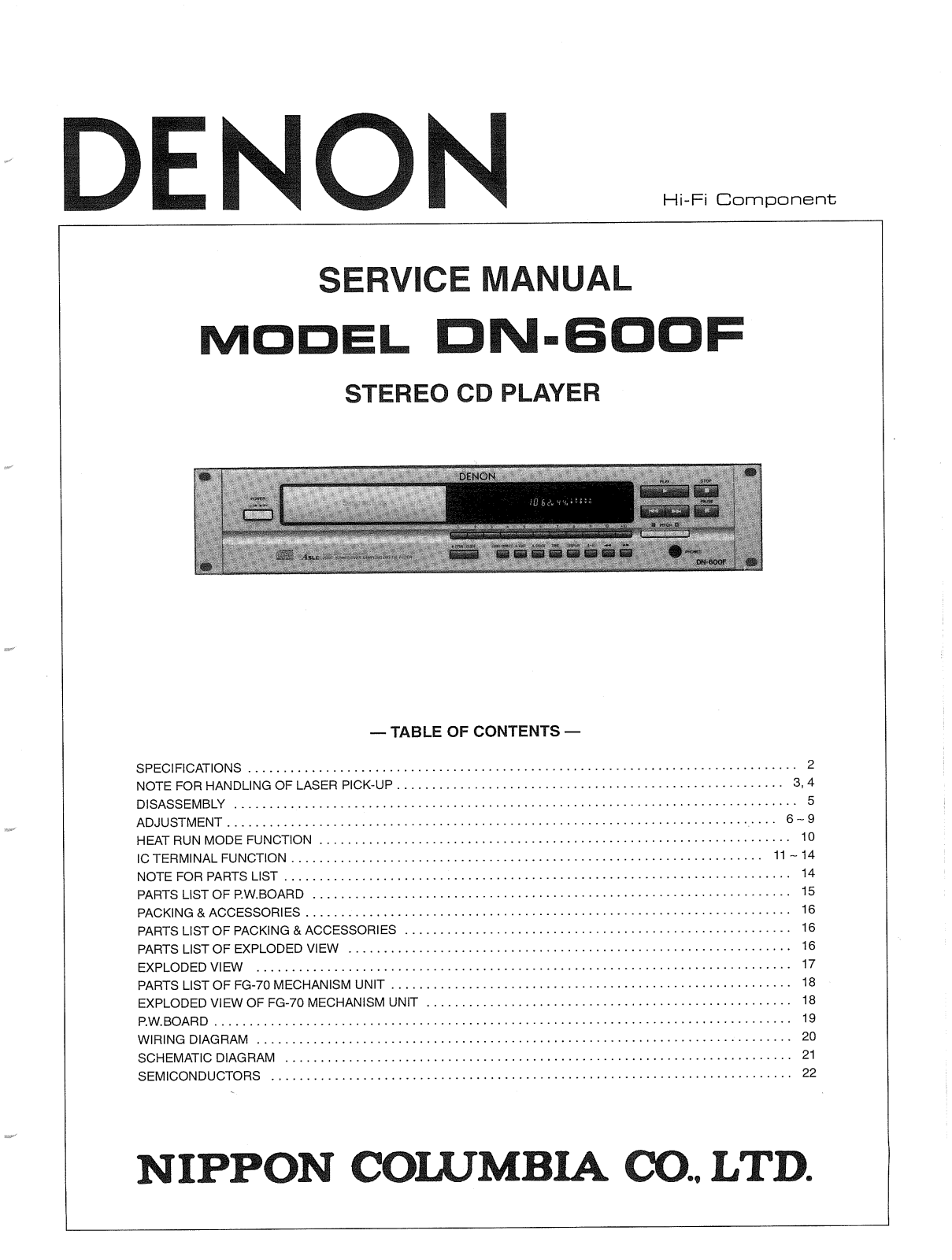 Denon DN-600F Service Manual